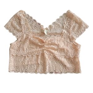 NWT Loralette Crop Top Womens 1X Light Pink Lace